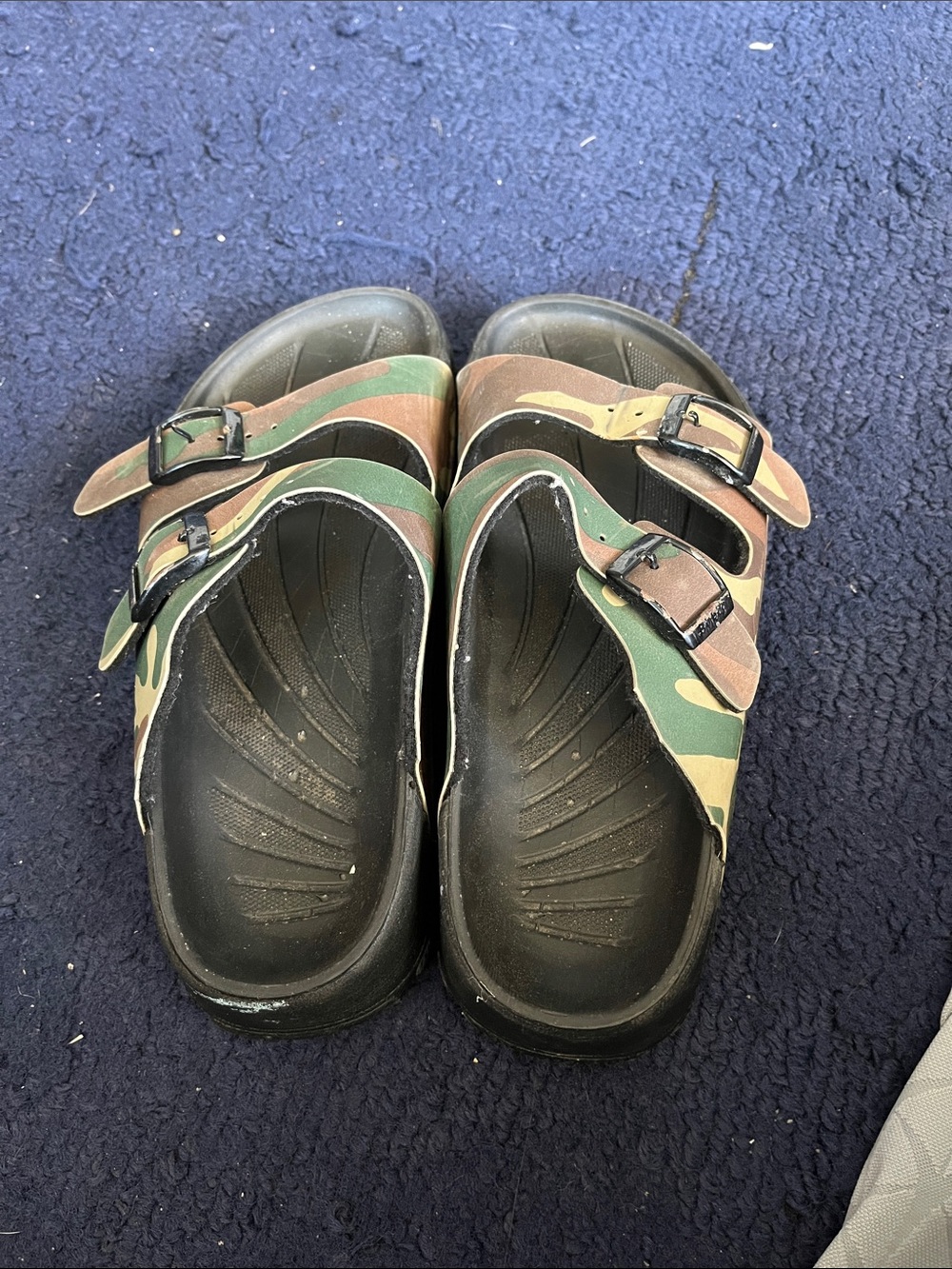 Kids Camo Adjustable Double-Buckle Slide Sandals - Green/Brown